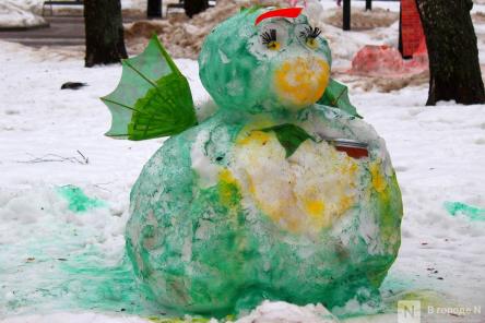 Снежные драконы появились в нижегородском парке Пушкина