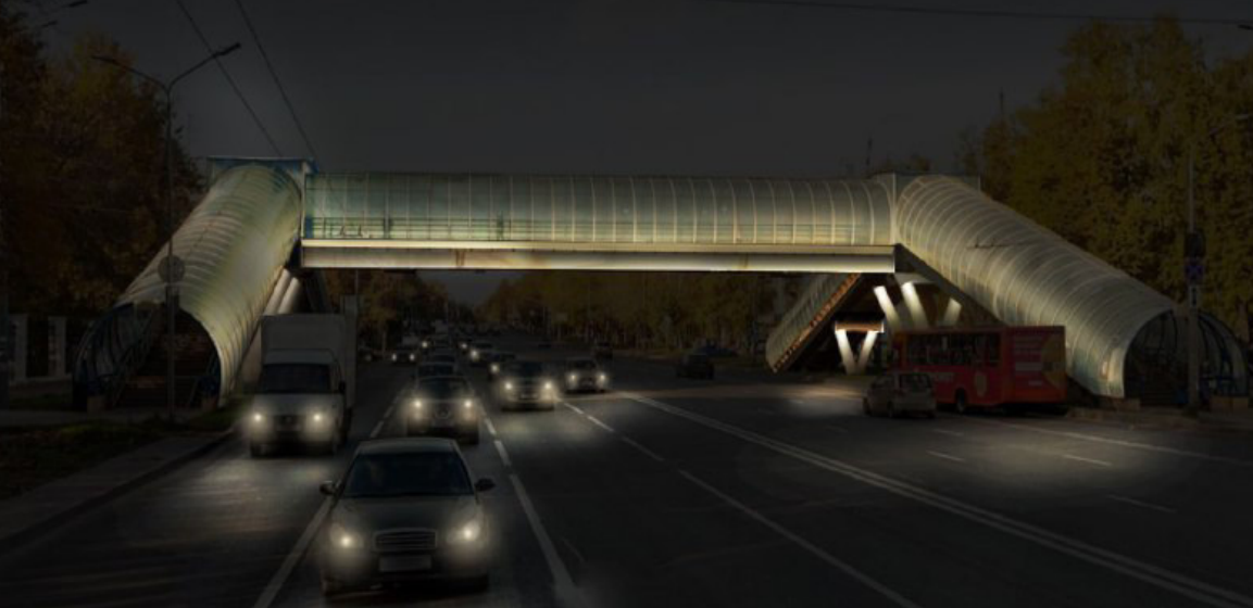 Архитектурную подсветку смонтируют на надземном переходе у ННГУ на проспекте Гагарина - фото 1