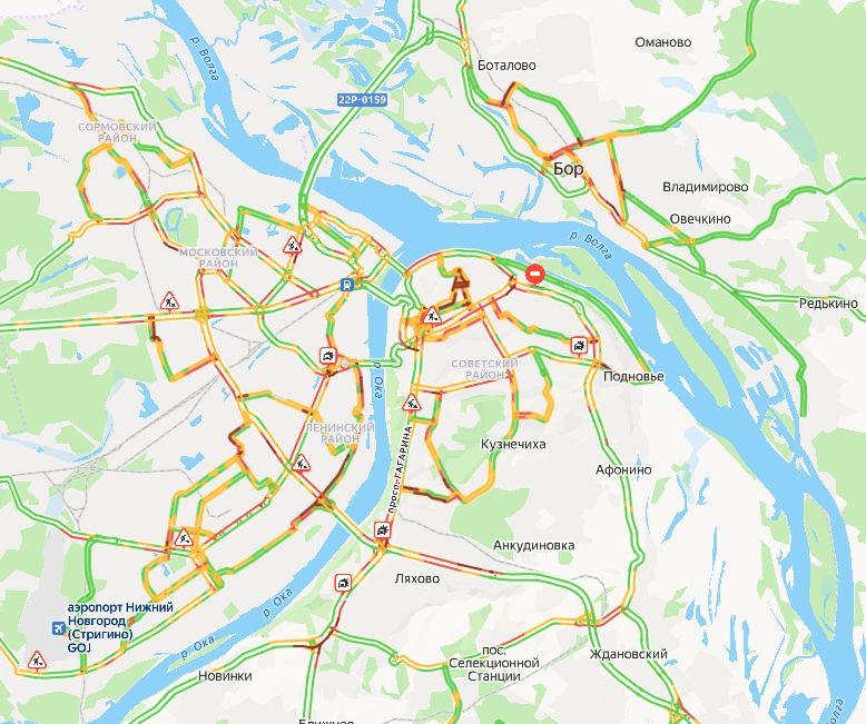 Пробки в 9 баллов образовались в Нижнем Новгороде вечером 3 февраля - фото 1